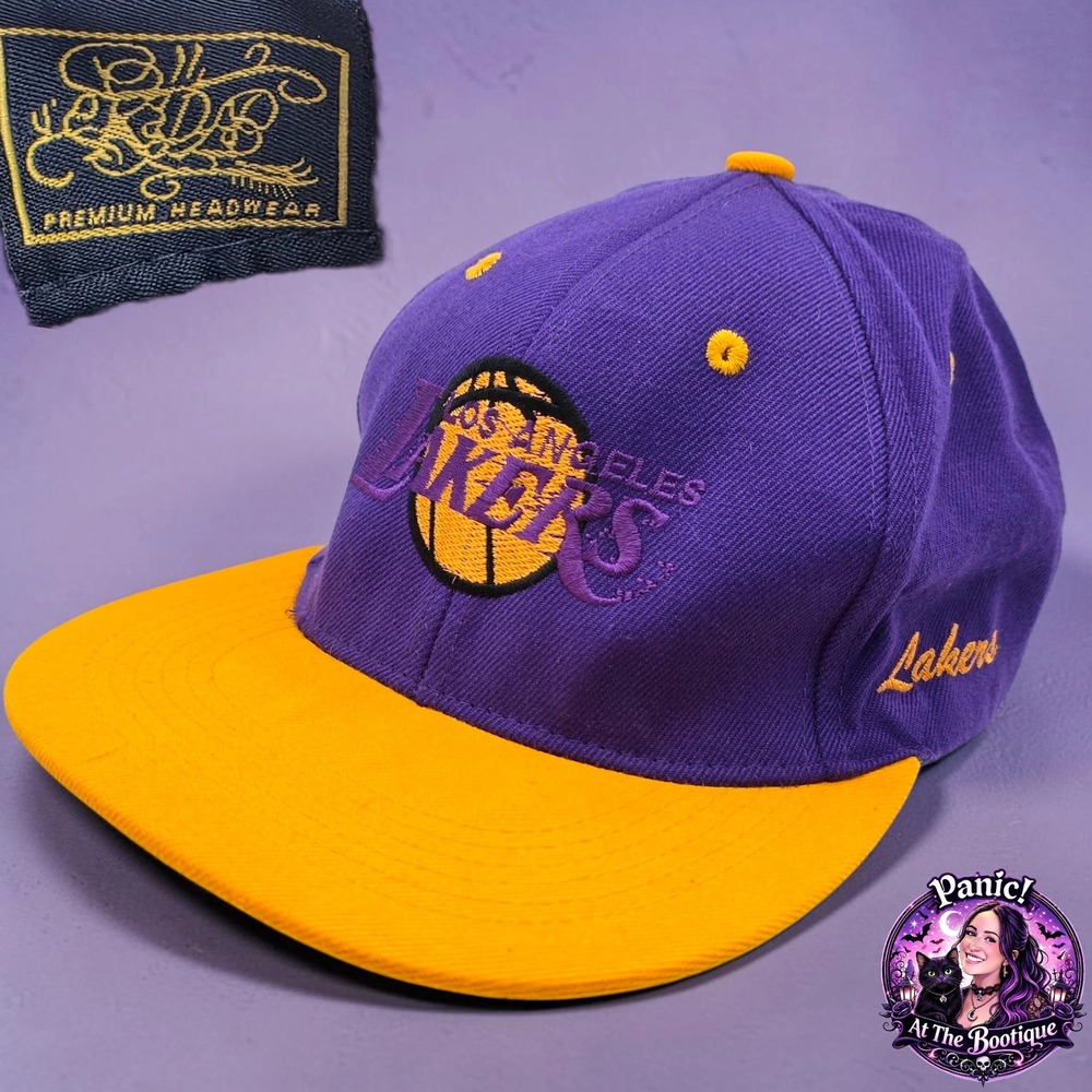 Los Angeles Lakers Snapback Hat OS Purple Gold NBA Basketball Vintage Style Y2K